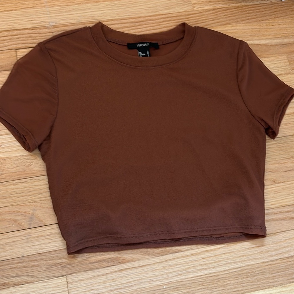 FOREVER 21 BROWN CROP TOP SIZE SMALL NEVER WORN